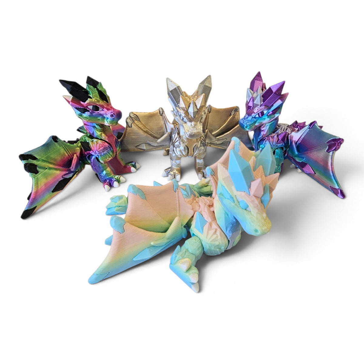 Articulated Crystal Dragon Figurine Set